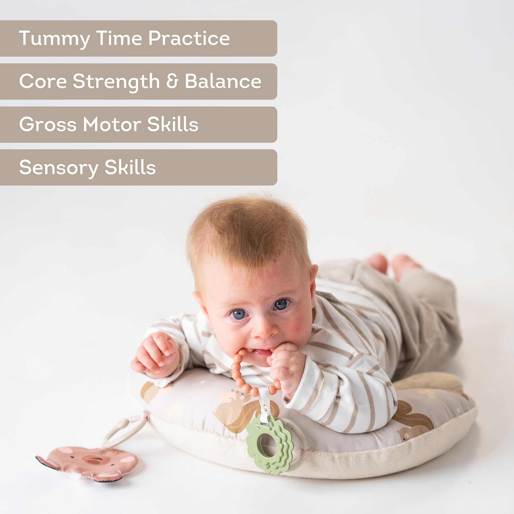 Taf Toys Tummy Time Support, 2-Stage Baby Toy for Newborns 0-6M, Crinkle Toy & U-Shape Design, Strengthens Neck/Back Muscles, Comfortable Baby Essentials & Must-Haves Montessori Toy for Infant Newborn