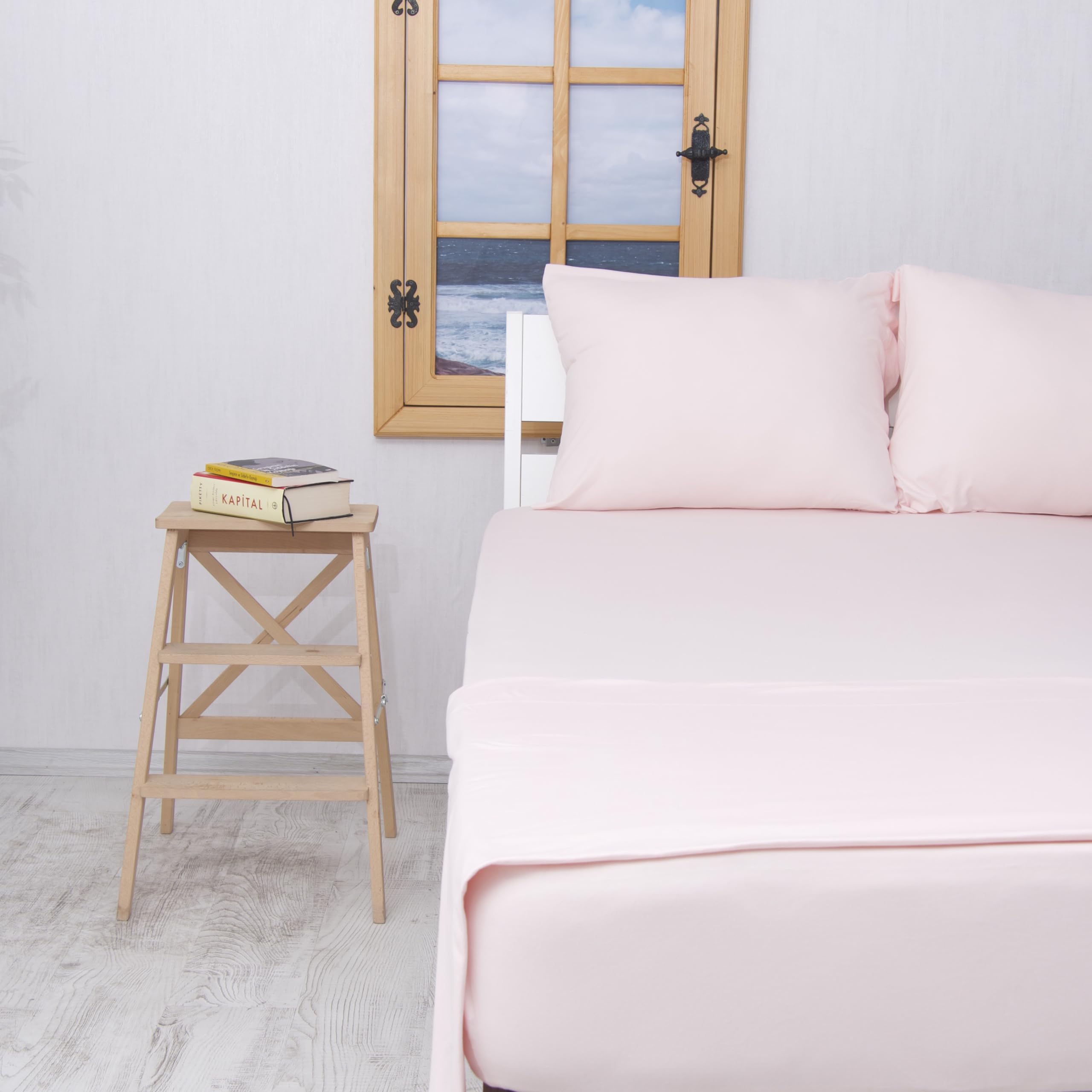 Venice Home 100% Cotton Bed Sheet Set with Deep Pocket - T-Shirt Fabric Jersey Knit - Extra Soft - Easy Fit - 4 Piece Set with Pillowcases - All Season - Comfy – 4 pcs (Pink, King)
