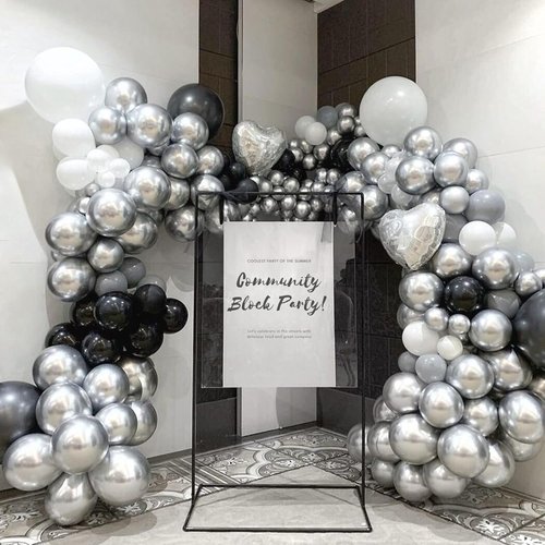 Awenztech Metallic Silver Balloons - 12 Inch Chrome Latex Balloons | 50 Pack for Parties & Celebrations