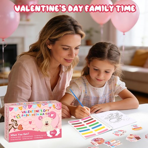 24 Pack Water Coloring Books Valentine's Day Party Favors for Kids, Water Coloring Books Bulk for Kids Valentine's Day Goodie Bag Stuffers, School Teacher Return Gift Exchange Party Classroom Prizes
