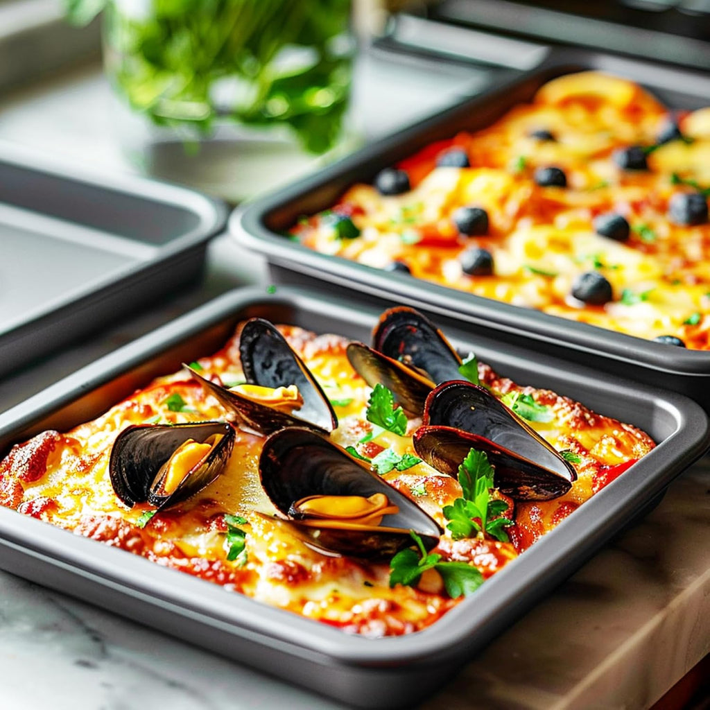 CasaCulina Nonstick Baking Pans Set - 5-Piece Bakeware Collection with Round, Square & Muffin Pans | Black