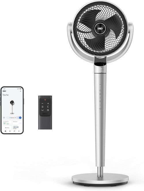 Dreo Smart Fan - 110ft Pedestal Fan with Quiet DC Motor, 150° Oscillation, 9 Speeds, 43" Height