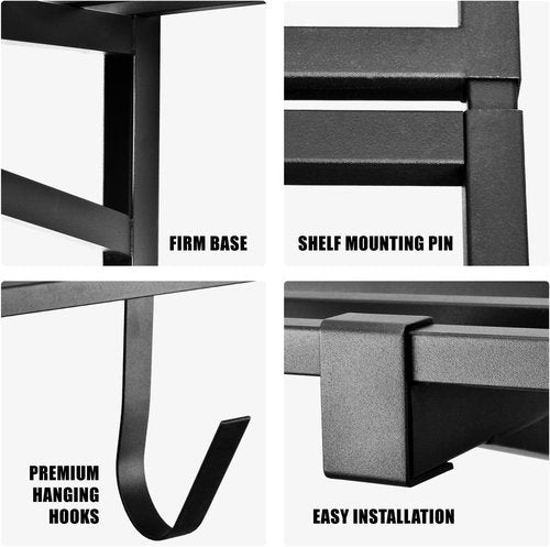 Heavy Duty Garage Wall Shelving by [Brand Name] - 2 Pack 2' x 4' Wall Mount Storage Rack | Holds 200 lbs Each, Black