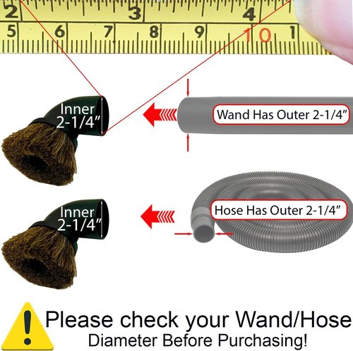 GHAMADE Vacuum Accessories & Attachments for Shop Vac 2-1/2'' - Vacuum Dust Brush & Extension Wand Compatible with Vacuums Using 2-1/4'' Inner Diameter Accessories (Horsehair, 2-1/4'')
