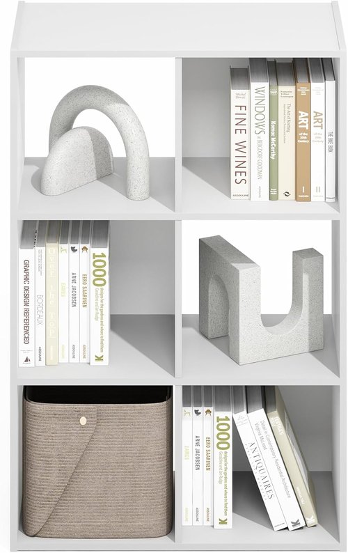 Furinno PELLI Book Shelf - 3x2 Cube Storage Organizer Cabinet | Plain White, Ideal for Living Room & Home Office