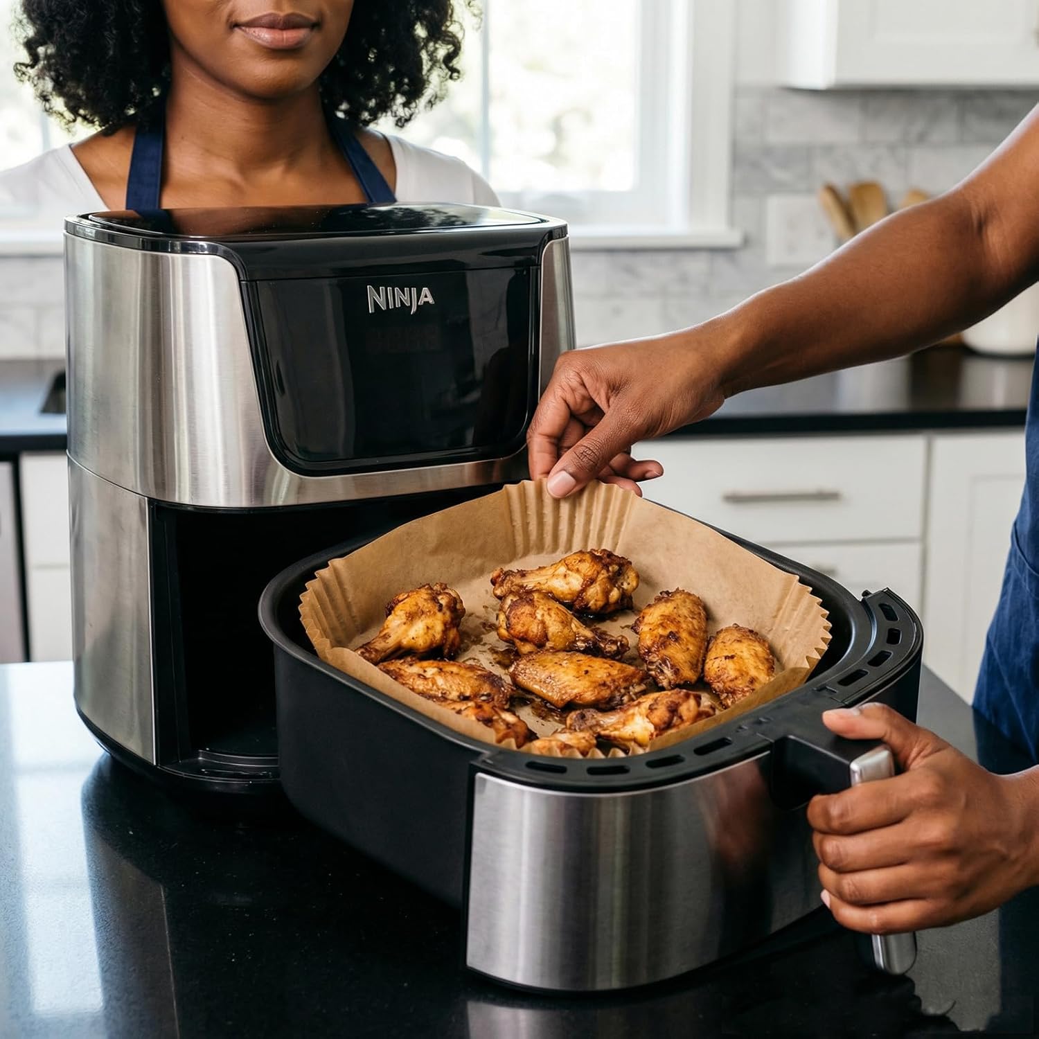 Skiennix 400Pcs Air Fryer Liners - 8" Square Non-Stick Parchment Paper for 5-8QT Air Fryers