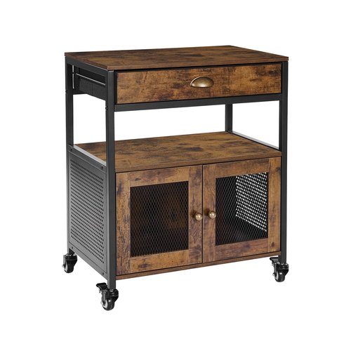 VEVOR Coffee Bar Cabinet, 24 Inch Farmhouse Bar Cabinet with Storage, Movable Coffee Table with Wheels & Mesh Door, Sideboard Buffet for Kitchen, Entryway