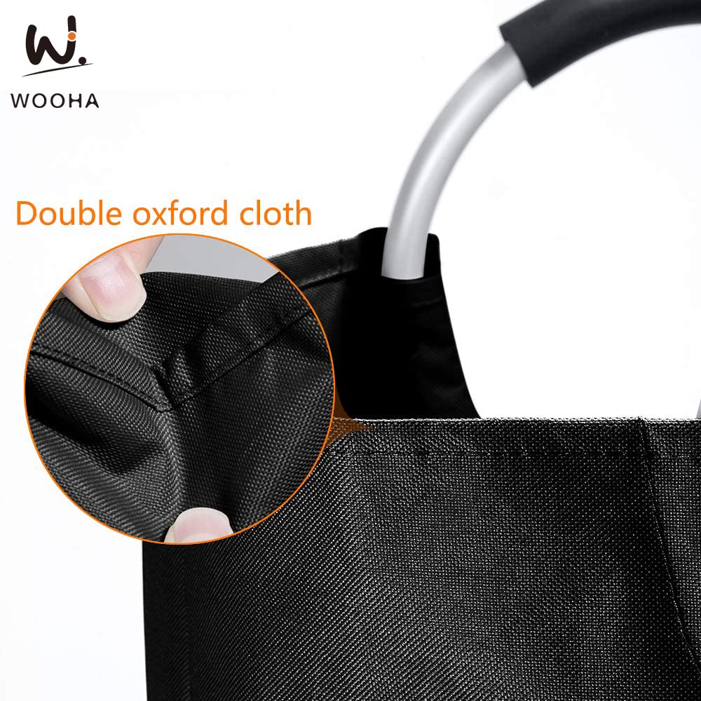 WOOHA 95L Large laundry baskets, Tall Clothes Baskets Folding Washing Bin Foldable Fabric Hamper Bags for Bedroom, Closet,Bathroom,College,laundry bag, black