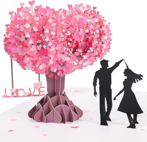 TOSKFJ Romantic 3D Pop Up Love Tree Hearts Card - Ideal Gift for Couple, Wife, Husband, Her & Him | Perfect for Wedding, Anniversary, Valentine's Day, Romantic Birthday, Mother's Day