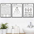 Framed Bathroom Wall Art by [Brand Name] - Funny Black and White Word Search Pee Eye Chart | 12x16 Inches, Set of 3