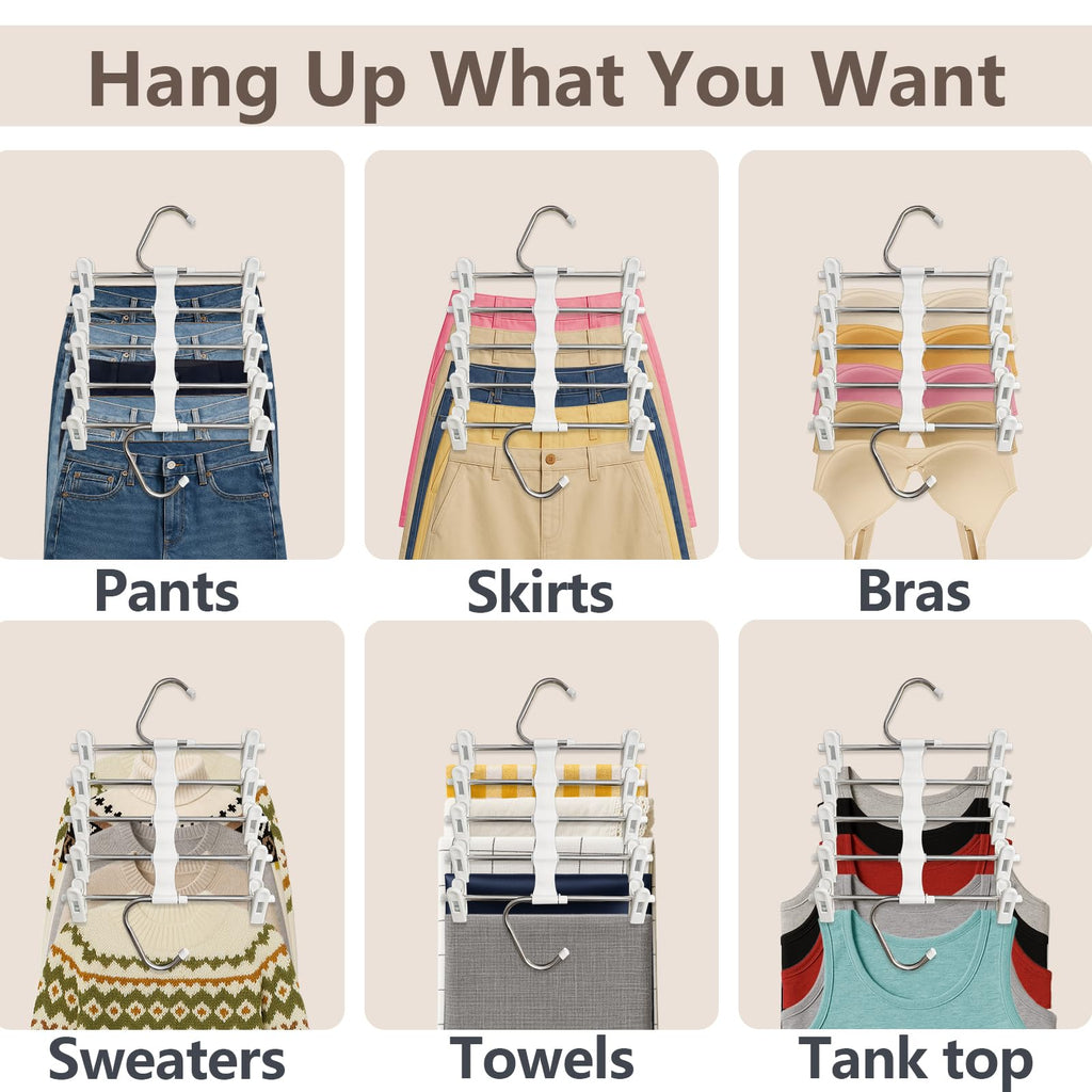 Zylkorb Skirt Hangers, Pants Hangers with Clips Space - 2 Pack - Space Saving Metal Closet Organizer for Shorts, Skirts, and Pants - Closet Organizer and Storage for Pants Jeans Skirts Legging