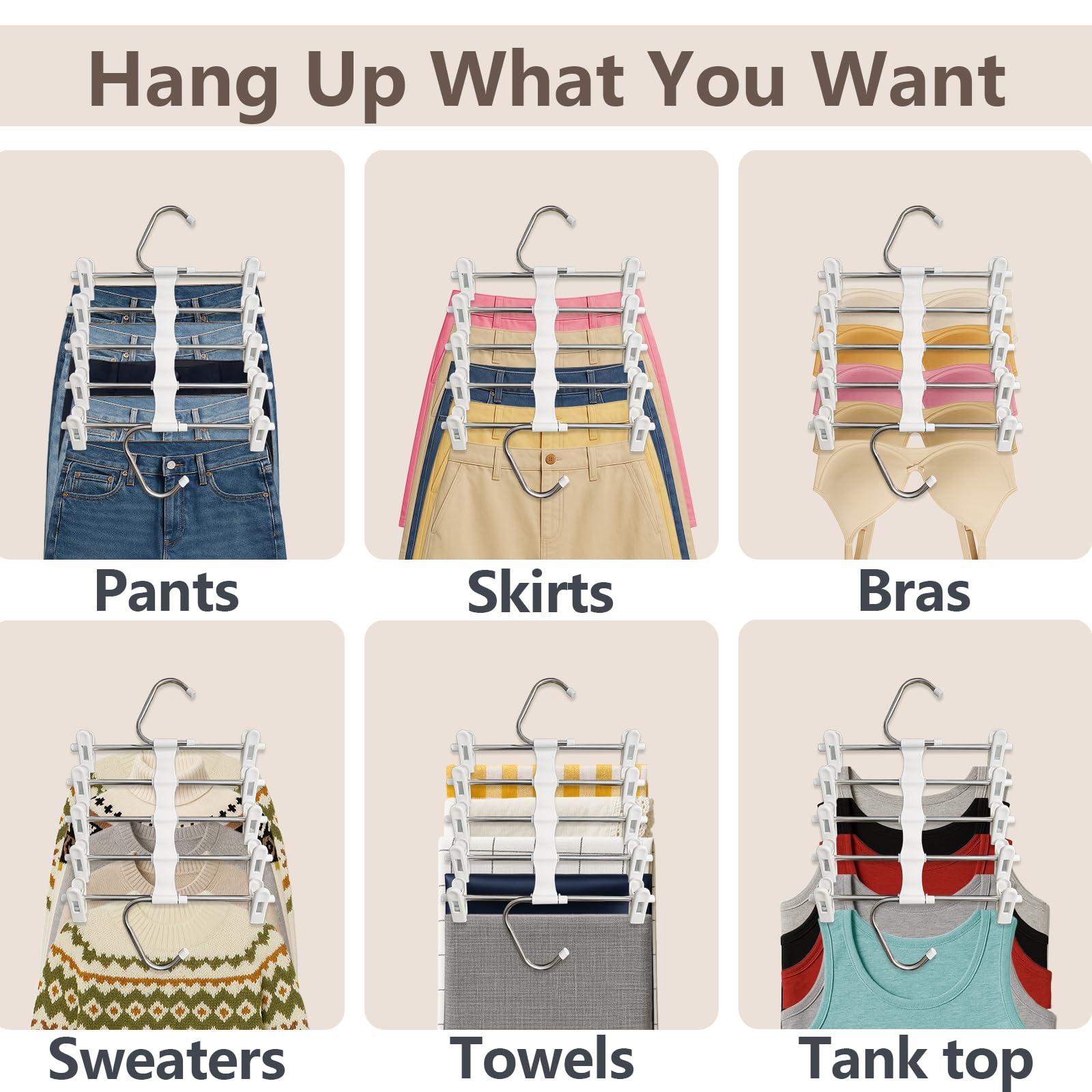 Zylkorb Skirt Hangers, Pants Hangers with Clips Space - 2 Pack - Space Saving Metal Closet Organizer for Shorts, Skirts, and Pants - Closet Organizer and Storage for Pants Jeans Skirts Legging