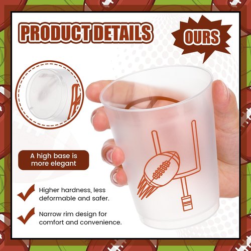 Qinyoung 40 Pcs 12 oz Reusable Football Plastic Cups Football Party Decorations Supplies Tailgate Events Drinking Cups for Sports Birthday Themed Party Supplies