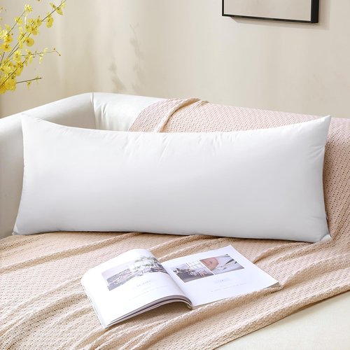 Artscope Synthetic Down Lumbar Pillow Insert, 14x36 Down Alternative Throw Pillow Insert. Ultra Soft Fluffy Sleeping Pillow with 100% Cotton Cover, Decorative Pillows Set of 2-White.