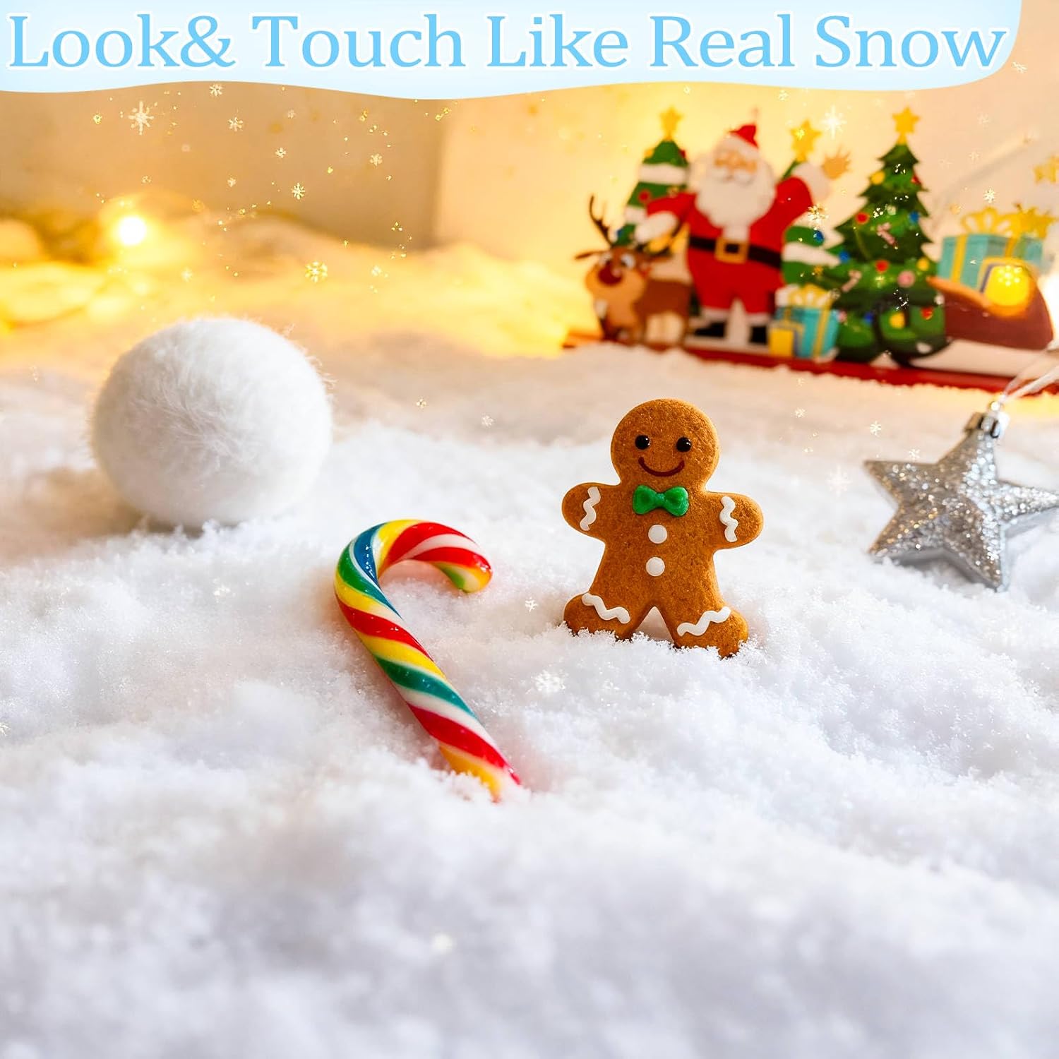 TURNMEON Fake Artificial Snow Powder - 35 Ounces of Sparkling Dry Faux Snowflakes for Holiday Decor