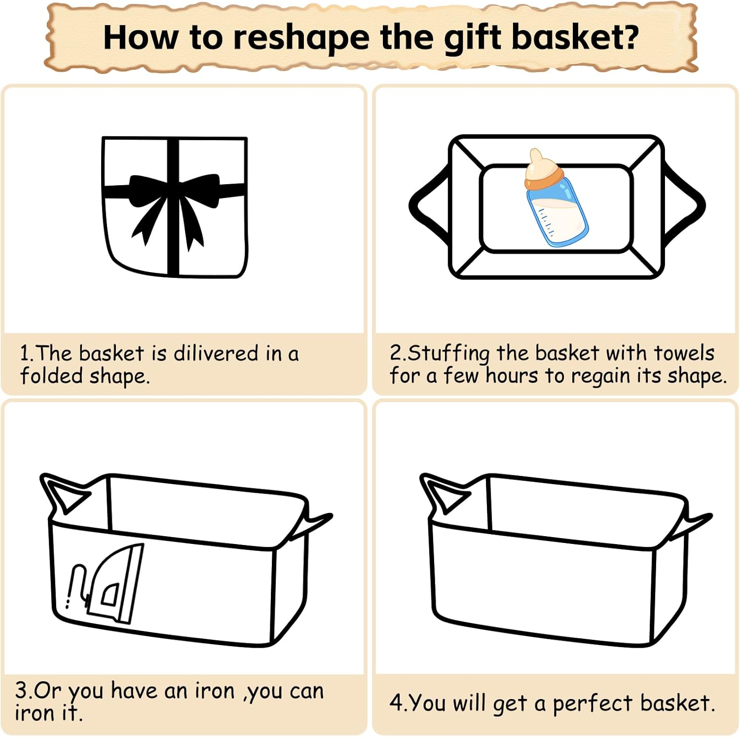 OIAHOMY Woven Storage Basket - Versatile Gift Basket with Handles for Baby Showers | White