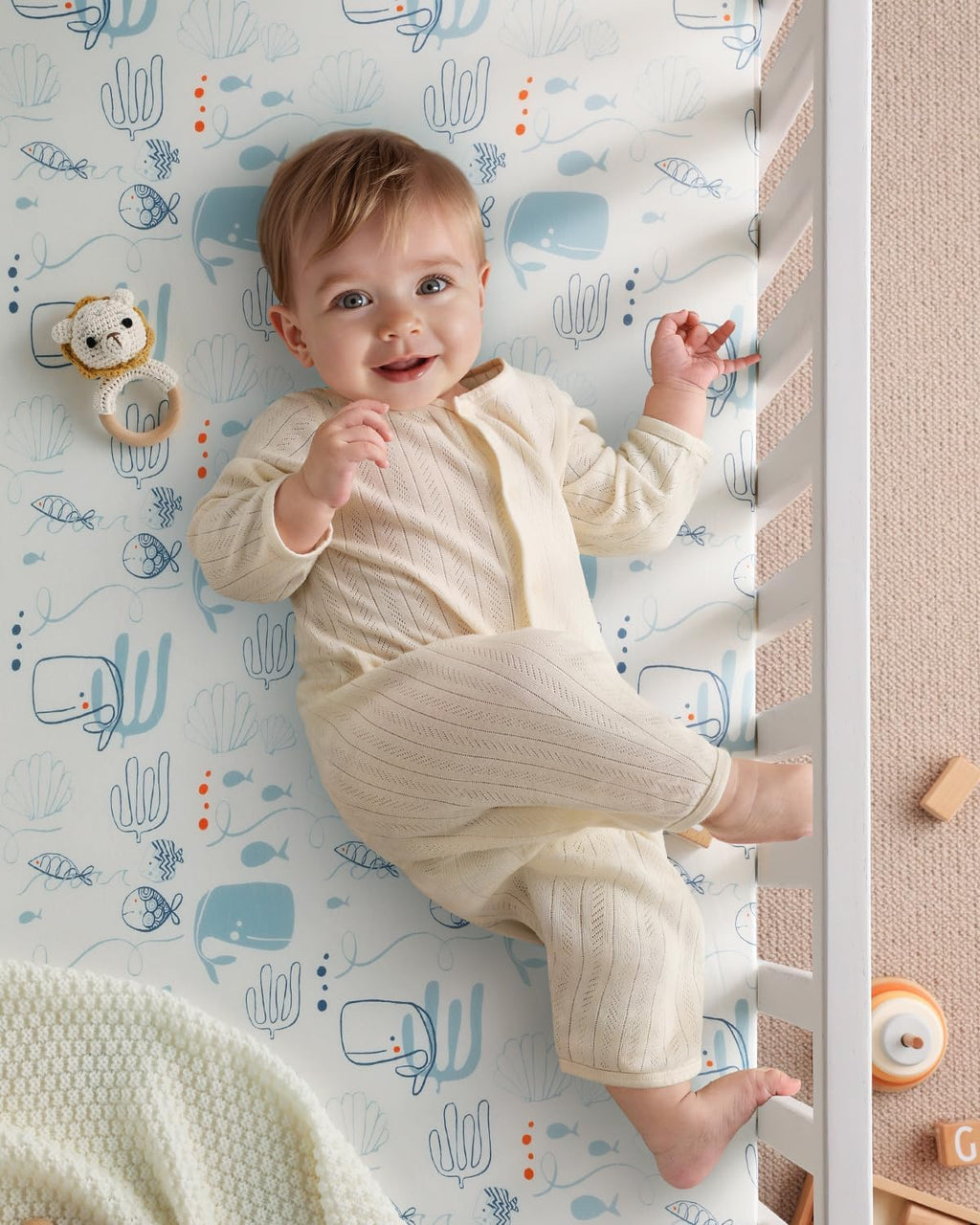 Yoofoss Baby Crib Sheets - 2 Pack Ultra Soft Fitted Sheets for Standard Crib & Toddler Mattress | Underwater World Design 52x28