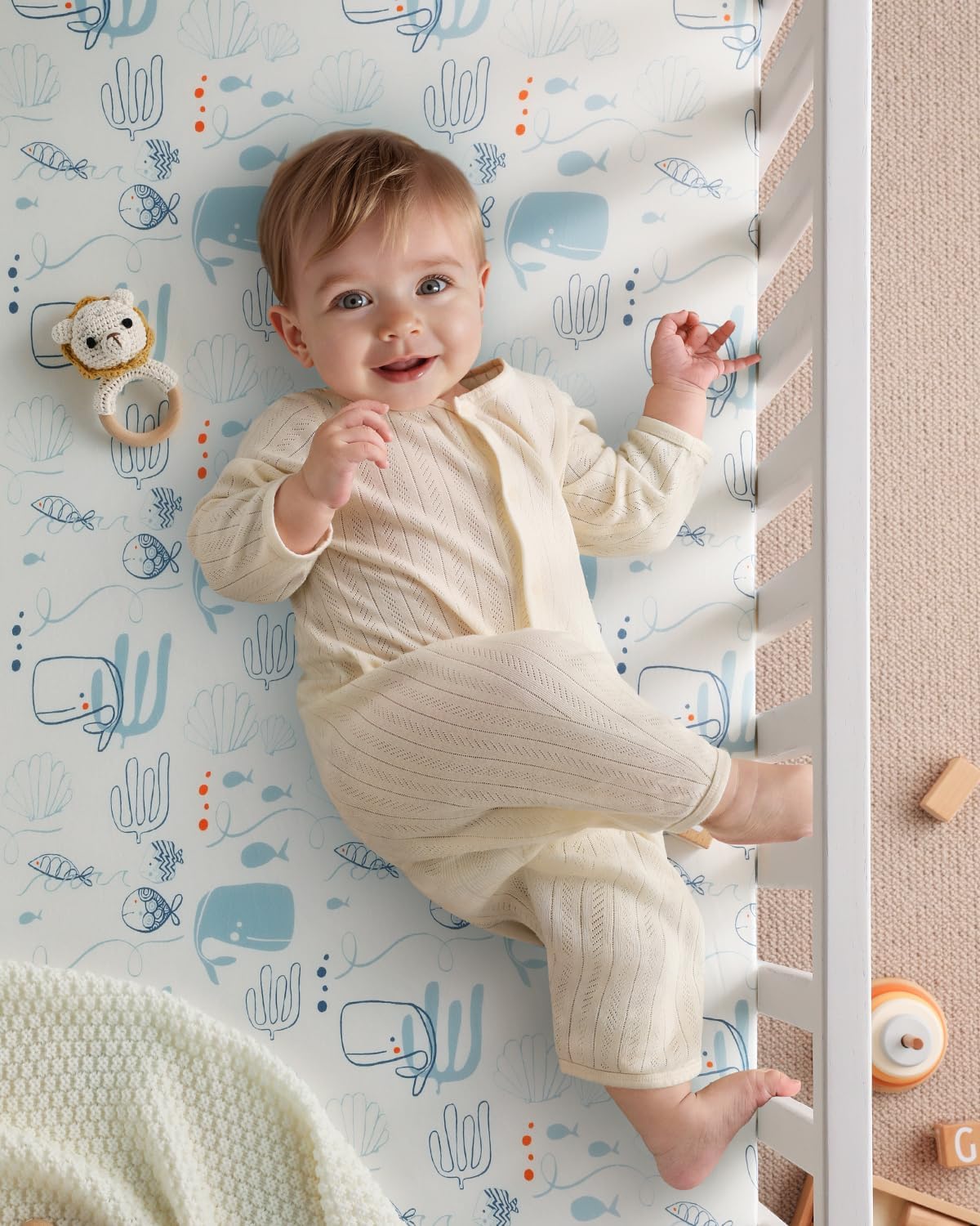 Yoofoss Baby Crib Sheets - 2 Pack Ultra Soft Fitted Sheets for Standard Crib & Toddler Mattress | Underwater World Design 52x28