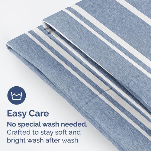 King Pillow Cases by Hotel Luxe - Ultra Soft, Wrinkle-Free & Fade Resistant - 4 Piece Set in Blue Stripes