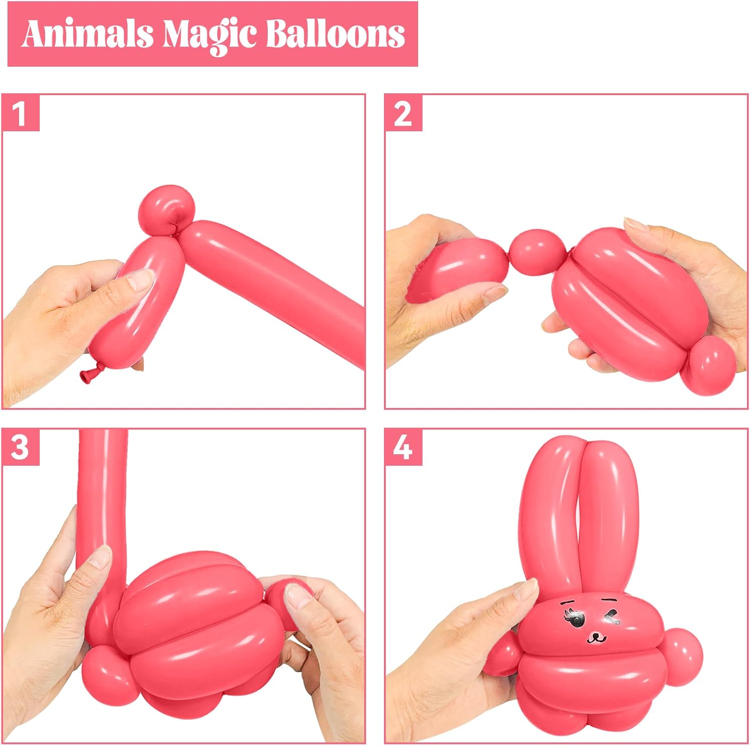Skiennix 260 Long Balloons - 100 Pack Pastel Red Thick Latex Twisting Balloons for Animal Models & Parties