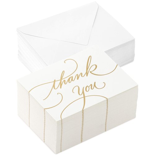 Hallmark Thank You Cards, Gold Foil Script (100 Thank You Notes with Envelopes) for Wedding, Baby Shower, Bridal Shower, Graduation