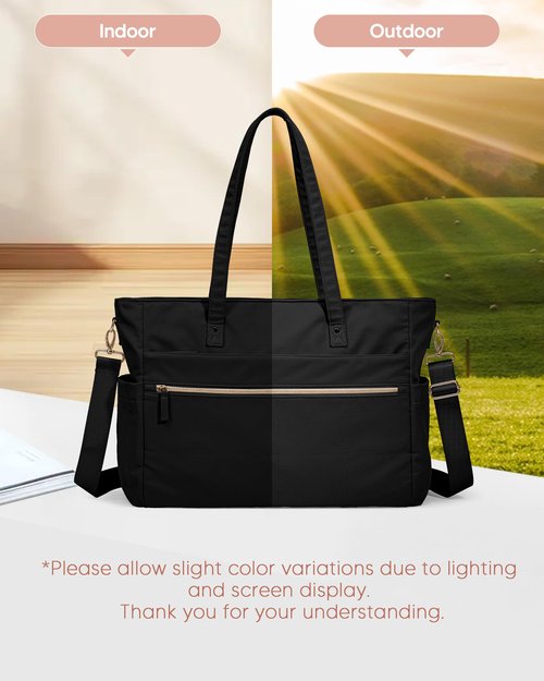Marscamd Lunch Tote Bag with Insulated Compartment & 15.6" Laptop Sleeve, Womens 2-in-1 Water-resistant Work Bag for Office with a Purse & Crossbody Strap, Black