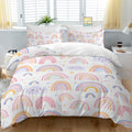 BEDMUST Rainbow Full Duvet Cover Set for Girls Pink and Yellow Rainbow Star Duvet Cover 3 Piece with 2 Pillow Shams(1 Duvet Cover and 2 Pillow Shams)