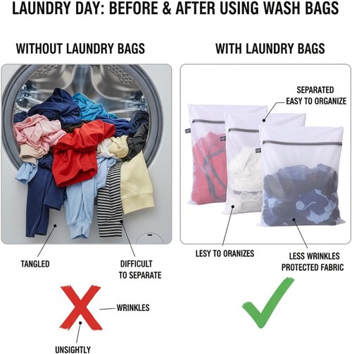 Kimmama Lingerie Bags - Mesh Laundry Bags for Delicates | Ideal for Washing Clothes, Socks & More (3-Pack)