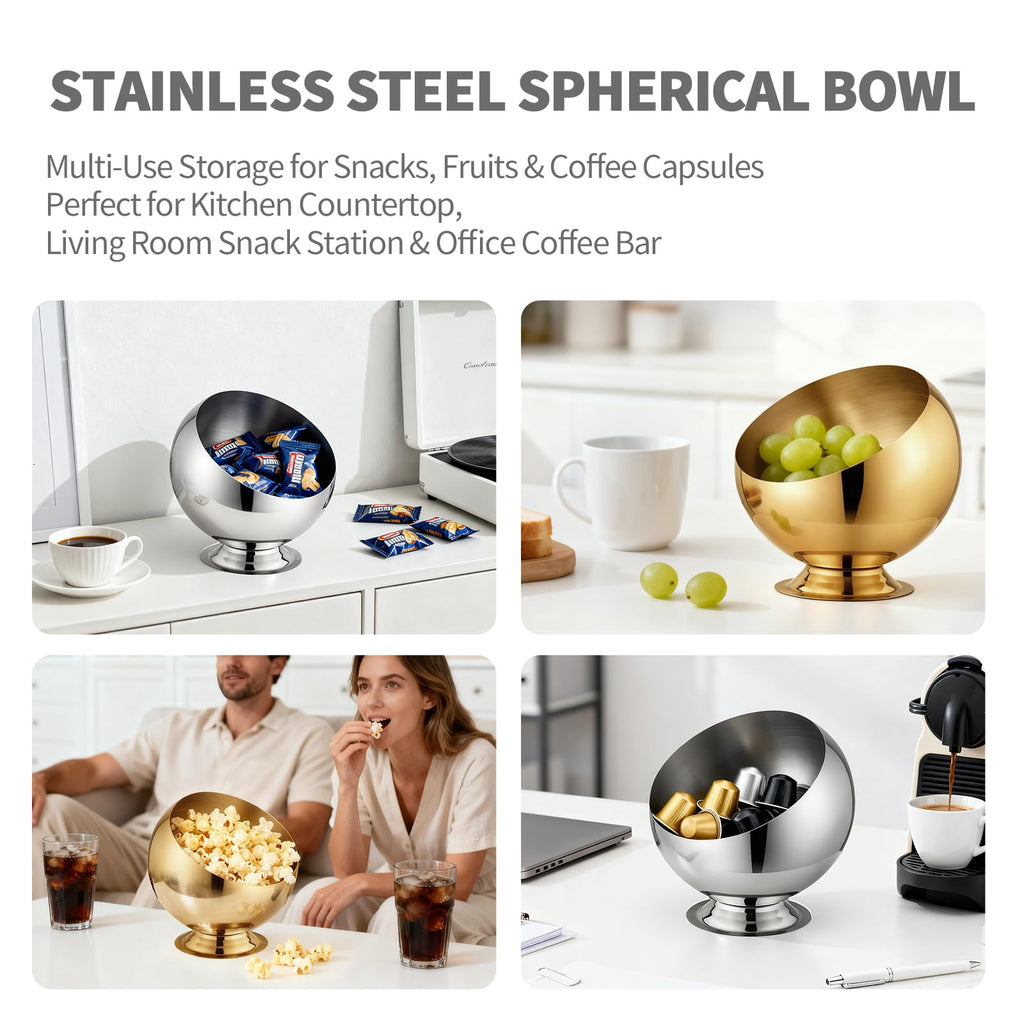 shoxil Coffee Pod Holder - Large Capacity Metal K Cup serve for Nespresso Pod Storage Container with Silver Finish, Multi-Use Creamer & Candy Bowl for Countertop, Coffee Bar Accessories(Silver)