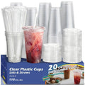 Voatree 110 Pack 20 oz Plastic Cups with Lids and Straws,Sturdy Disposable Iced Coffee Cups with Lids,Clear To Go Cups For Smoothie,Cold Drinks