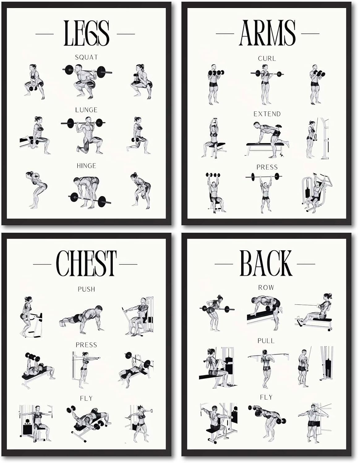 Skiennix Fitness Exercises Wall Art - Dumbbell Workout Poster for Gym & Home Decor | Strength Training
