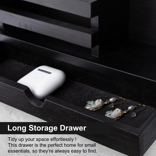 Lucundm Key Holder Wall Mount, Mail Holder with Storage Drawer and 5 Key Hooks for Coat, Dog Leash, Home Decor Rack, House Accessories, Entry Way Organizer