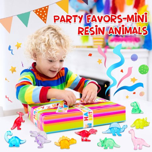 HAPTIME 230 Pcs Mini Resin Animals, Mini Dinosaur Figures, Miniature Figurines to Hide, Desk Pets, Bulk Mini Toys, Tiny Dinosaur Party Favors, Small Classroom Prizes for Kids, Easter Egg Fillers