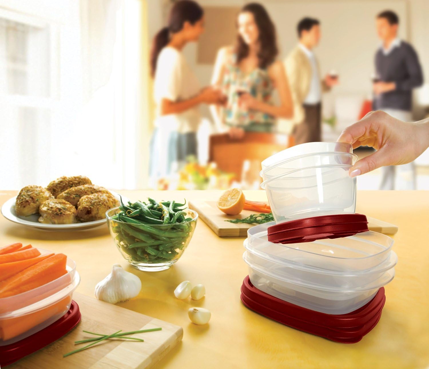 Rubbermaid Easy Find Lids | 18-Piece Food Storage Container Set in Racer Red - Airtight & Stackable