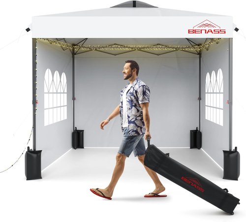 10x10 Pop Up Canopy Tent by [Brand Name] - Heavy Duty Event Tent with Sidewalls | Easy One-Person Setup in White