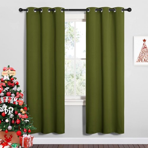 NICETOWN Blackout Curtain Panels - Thermal Insulated Draperies for Bedroom | Olive Green, 34x72 Inches (One Pair)