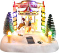 Bdor Christmas Carousel Decoration - Lighted Musical Merry-Go-Round with Reindeer & Trees | 7.5"x5.5"x6" Holiday Centerpiece