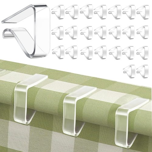 24 Pcs Clear Tablecloth Clips for Indoor Outdoor Tables, Plastic Table Cloth Holder Clips for Thick Tables, Picnic Table Clip Clamps Large