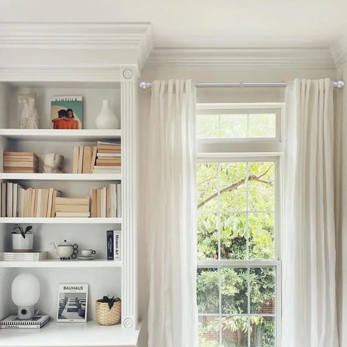 GXOACKJ Silver Curtain Rods - Heavy Duty 5/8 Inch Metal Set | 2 Pack for Windows 28 to 78 Inch