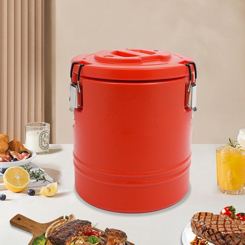 15L Portable Commercial Food Warmer, Insulated Bucket, Insulated Soup Container, Insulated Soup Carrier, Commercial Soup Containers with Lids for Kitchens, Parties (Red)