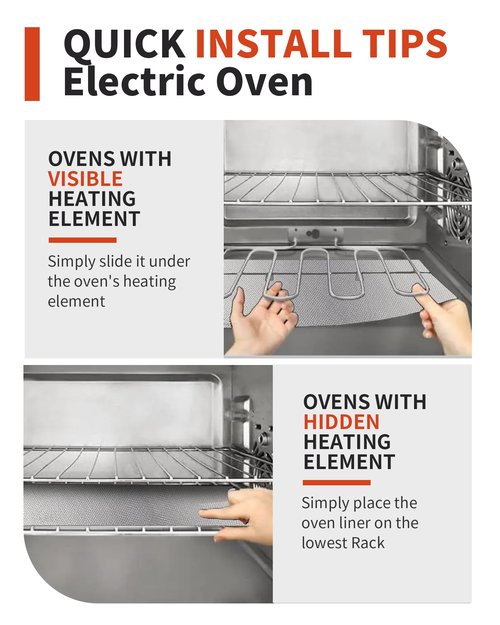 3 Pack Oven Liners for Bottom of Oven, 17x25" Large Heavy Duty Non-Stick Reusable Oven Mat for Electric, Gas, Toaster & Convection Ovens - BPA & PFOA Free, Dishwasher Safe, Kitchen Essentials, Silver