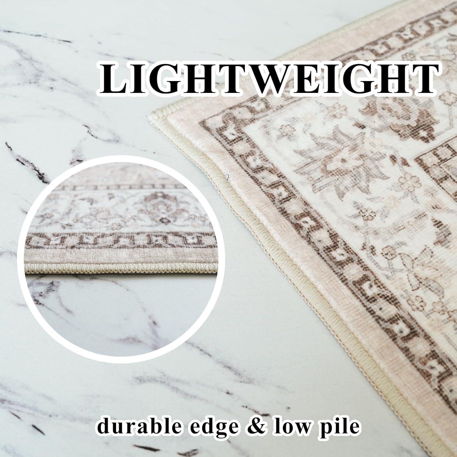 Skiennix Washable Large 9x12 Area Rug - Soft, Non-Slip, Stain-Resistant Carpet for Living Room & Bedroom (Beige)