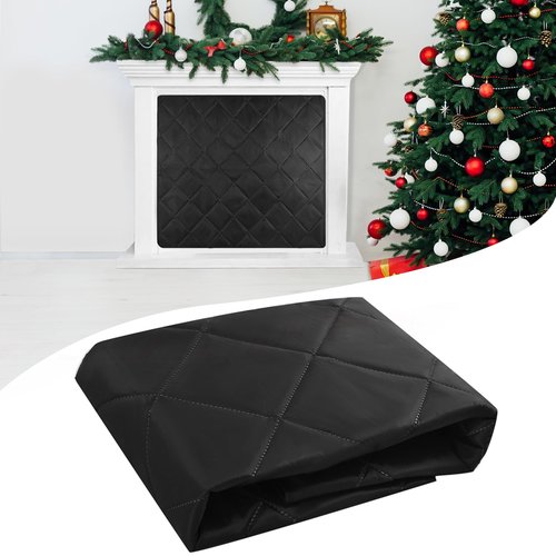 Magnetic Fireplace Cover Blanket Draft Stopper 45*34in Brick Fireplace Screen Insulation Cover Chimney Cold Air Blocker with Strong Magnet Hook-and-Loop Fasteners for Winter Iron Frame Stops Heat Loss