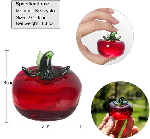 LONGWIN Glass Mini Tomatoes Figurines - Collectible Crystal Fruit Decor for Tabletop Centerpieces