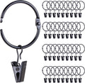 Regine Switzerland 36 Pack Metal Curtain Rings - Heavy Duty Rustproof Clips for 0.75-1" Rods | Vintage Black