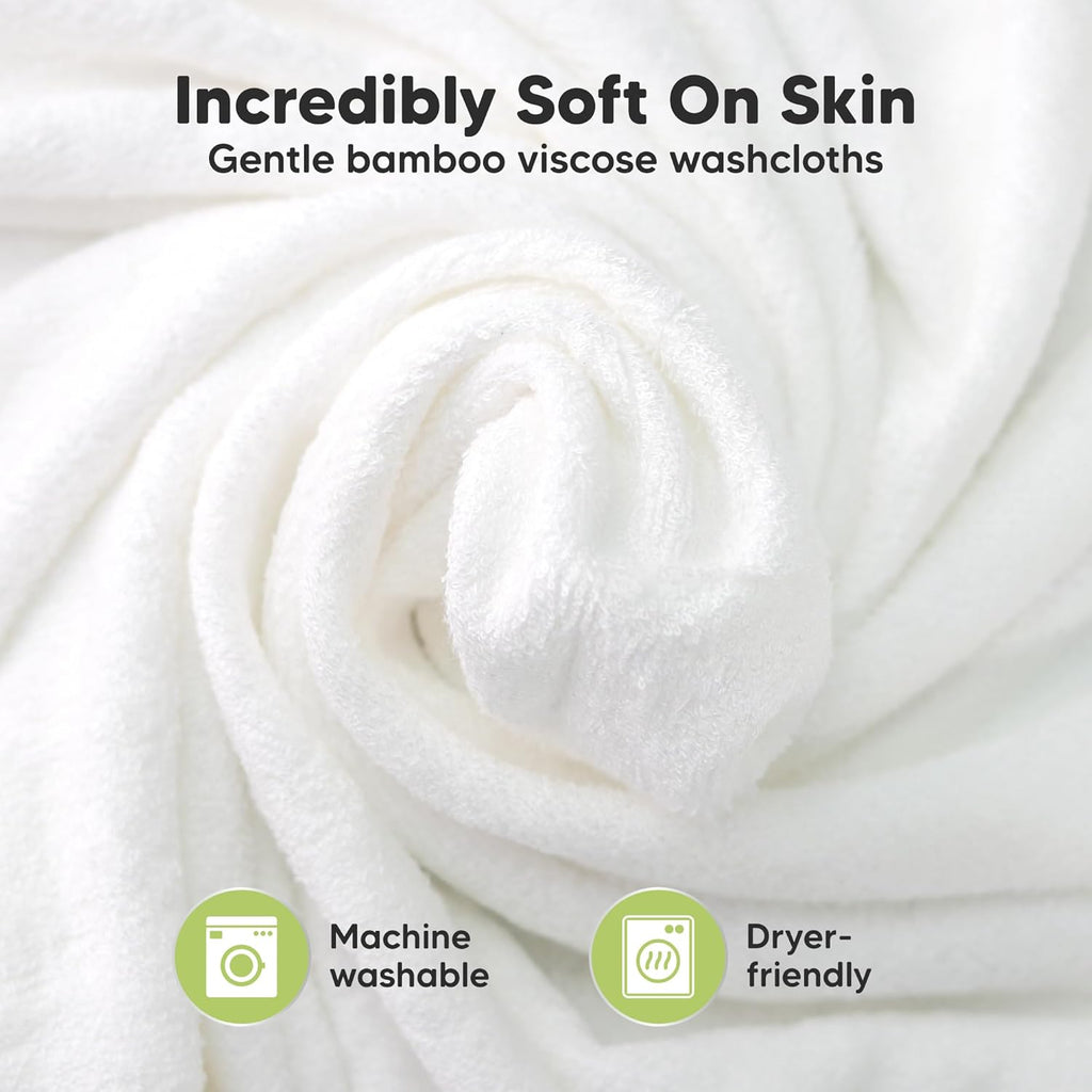 Skiennix 6-Pack Baby Washcloths - Soft, Absorbent Bamboo Towels for Newborns & Toddlers | 10x10, Gentle on Skin