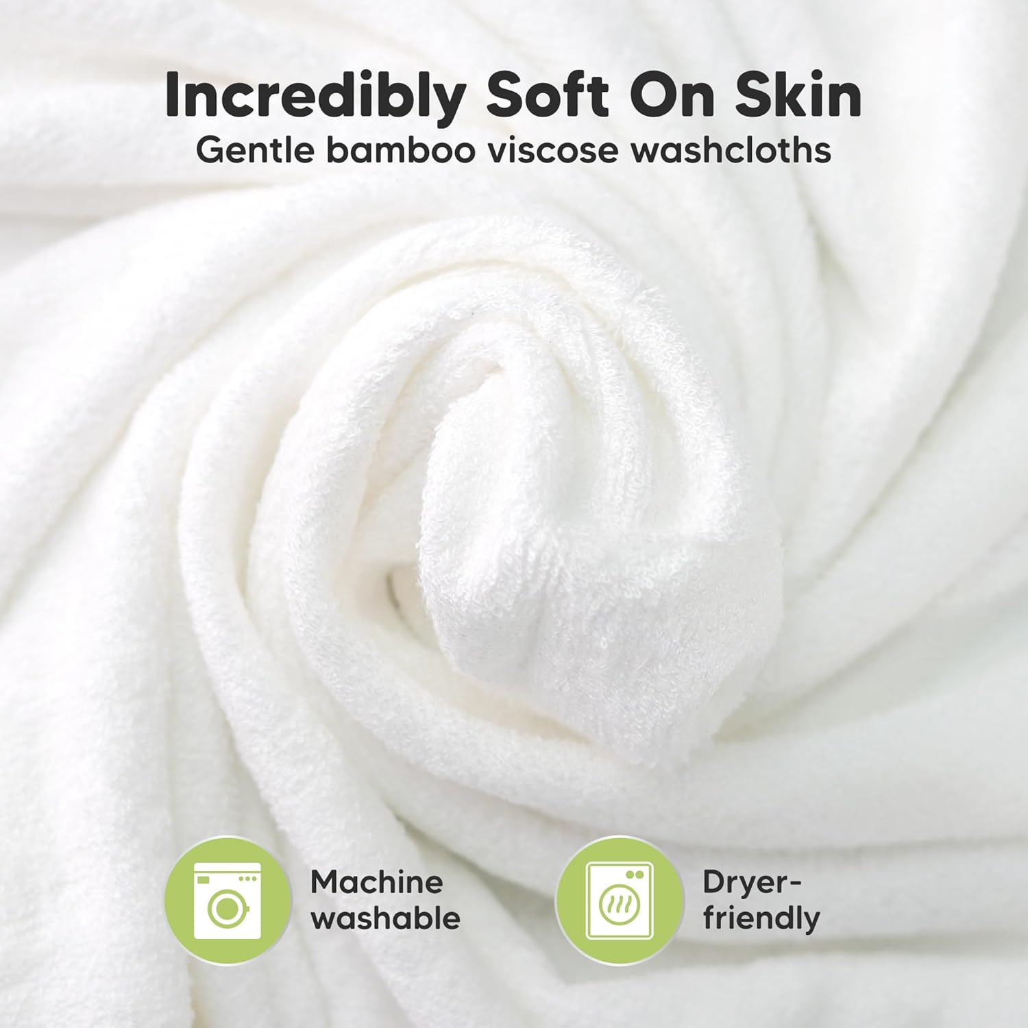 Skiennix 6-Pack Baby Washcloths - Soft, Absorbent Bamboo Towels for Newborns & Toddlers | 10x10, Gentle on Skin