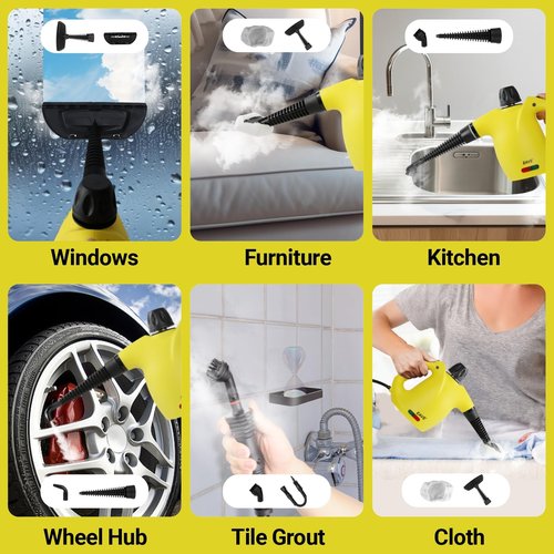 Handheld Steam Cleaner, Steamer for Cleaning, Portable Upholstery Steamer for Surface Cleaning, Hand Steam Cleaner for Furniture, Car Detailing, Home, Kitchen, Bathroom, Upholstery