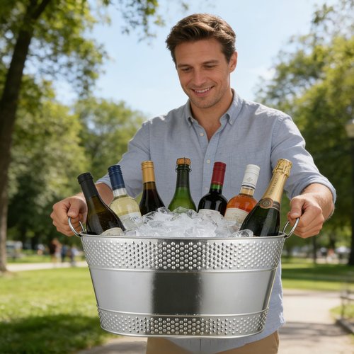 4 Gallon Galvanized Beverage Tub, 2 Pcs Heavy-Duty Ice Buckets Large Galvanized Drink Buckets with Handles for Catering Bars Parties