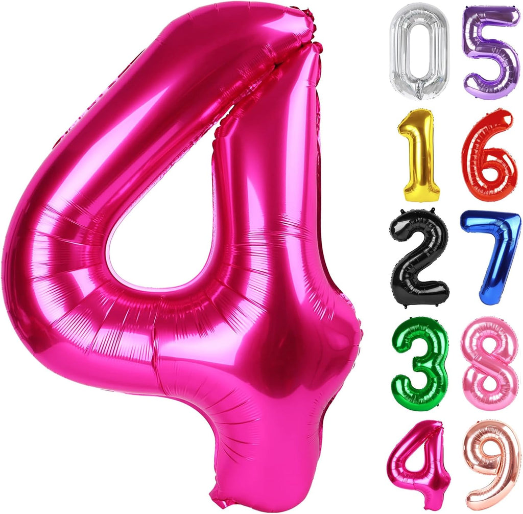 Number 4 Balloon by [Brand Name] - 40 Inch Hot Pink Foil Balloon for 4th Birthday Party Decorations